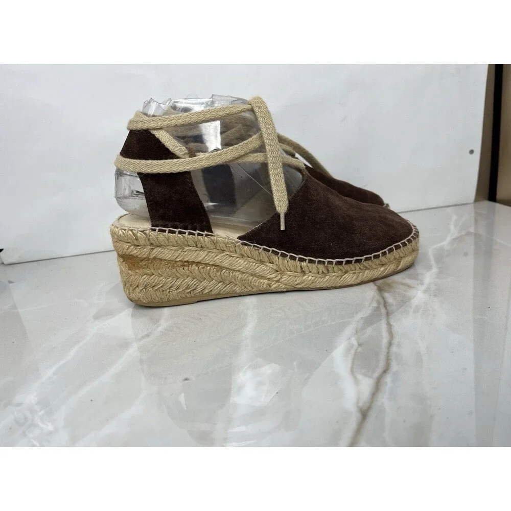 J. Jill Women Brown Suede Soft Leather Espadrille Wedge Heel Platform Sz 7 Shoes